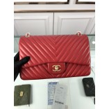 Chanel 1113 Large Flap Bag Lambskin V Line Red