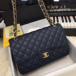 Chanel 1113 Large Flap Bag New Caviar Navy Blue