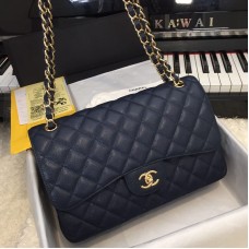 Chanel 1113 Large Flap Bag New Caviar Navy Blue