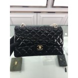 Chanel 1113 Large Flap Bag Patent Leather Black