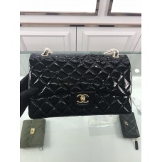 Chanel 1113 Large Flap Bag Patent Leather Black