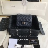 Chanel Mini Flap Bag 1115 Caviar Leather Dark Blue