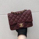 Chanel Mini Flap Bag 1115 Caviar Leather Dark Red With Gold Hardware