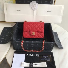 Chanel Mini Flap Bag 1115 Caviar Leather Red Hardware