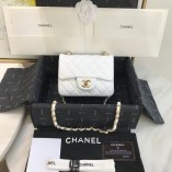 Chanel Mini Flap Bag 1115 Caviar Leather White Hardware