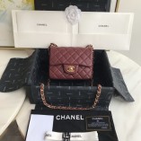 Chanel Mini Flap Bag 1115 Caviar Leather Wine Red Hardware