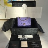 Chanel Mini Flap Bag 1115 Caviar Leather Violet Hardware