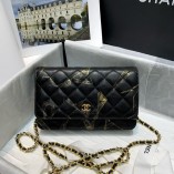 Chanel Wallet On Chain Color Silk Lambskin Black