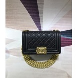 Chanel Small Boy Chanel Handbag Grain Embossed Calfskin And Gilt Metal A67085