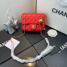 Chanel Mini Flap Bag Lambskin & Gold-Tone Metal AS1786 Red