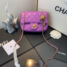 Chanel Mini Flap Bag Lambskin & Gold-Tone Metal AS1786 Violet