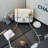 Chanel Mini Flap Bag Lambskin & Gold-Tone Metal AS1786 White