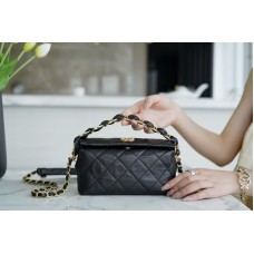 Chanel Small Hobo Bag Crumpled Lambskin Gold-Tone Metal Black