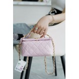 Chanel Small Hobo Bag Crumpled Lambskin Gold-Tone Metal Pink