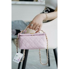 Chanel Small Hobo Bag Crumpled Lambskin Gold-Tone Metal Pink