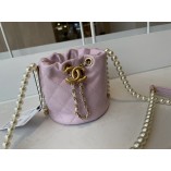 Chanel Mini Drawstring Bag Imitation Pearls AS2529 Light Pink