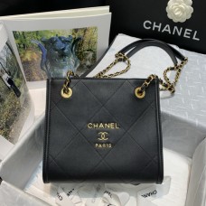 Chanel Small Shopping Bag Calfskin Gold-Tone Metal AS2750 Black