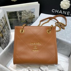 Chanel Small Shopping Bag Calfskin Gold-Tone Metal AS2750 Orange