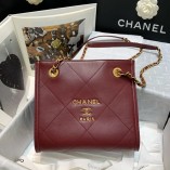 Chanel Small Shopping Bag Calfskin Gold-Tone Metal AS2750 Red