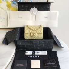 Chanel Mini Flap Bag 1115 Caviar Leather Yellow With Gold Hardware