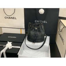 Chane 31 RUE CAMBON Canvas Bucket Bag Black CC Logo A57536