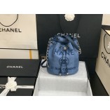 Chane 31 RUE CAMBON Canvas Bucket Bag Blue CC Logo A57536