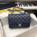 Chanel Small Flap Bag Italy Lambskin Dark Blue Hardware 1116