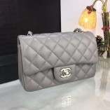 Chanel Small Flap Bag Italy Lambskin Grey Hardware 1116