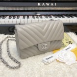 Chanel Small Flap Bag Lambskin Bag Light Grey Hardware 1116