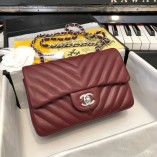 Chanel Small Flap Bag Lambskin Bag Wine Red Hardware 1116