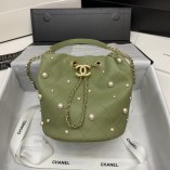 Chanel Pearl cosmetic Bucket Bag Green