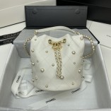 Chanel Pearl cosmetic Bucket Bag White