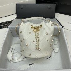 Chanel Pearl cosmetic Bucket Bag White