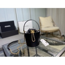 Chanel 2020 Spring Summer Bucket Bag Calfskin Black AS1478