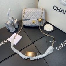 Chanel Mini Flap Bag Lambskin & Gold-Tone Metal AS1786 Grey