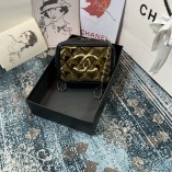 Chanel New 2021 Vanity Case Black Lambskin Gold Metal AS2389 