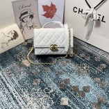 Chanel New 2021 Mini Flap Bag With Handle White Lambskin Gold Metal AS2796