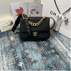 Chanel New 2021 Flap Bag Black Lambskin Gold Metal AS2842