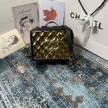 Chanel New 2021 Vanity Case Black Lambskin Gold Metal AS2900 