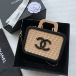 Chanel 2022 Early Spring Small Vanity Case Beech Wood Calfskin AS2926