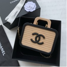 Chanel 2022 Early Spring Small Vanity Case Beech Wood Calfskin AS2926