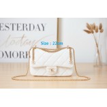 Chanel Classic Flap Mini Handbag Enamel Button White