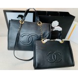 Chanel 2022 Lambskin Shopping Bag Black