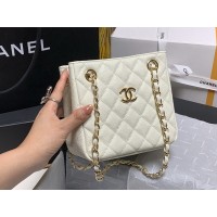 Chanel 2022 SS Leather Tote Bucket Bag AS3176 Apricot