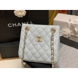 Chanel 2022 SS Leather Tote Bucket Bag AS3176 White