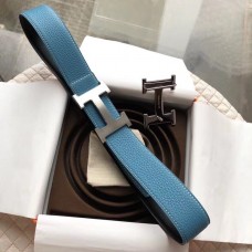 Hermes H Belt Leather Blue