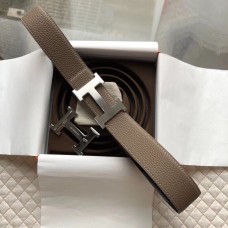 Hermes H Belt Leather Grey