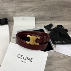 Celine ss20 Triumphal Arch Leather Belt Dark Red