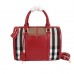 FS Classic Boston Women's Bag Lmported Canvas Leather Checked Single Shoulder Bag