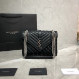 Saint Laurent Envelope Medium Bag 487206 Caviar Black/Silver